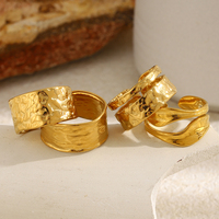 Bague ouverte Dreamshow Wide Dot en acier inoxydable, vente en gros pour femmes, personnalisable, plaqué or, cadeau pour la fête des mères