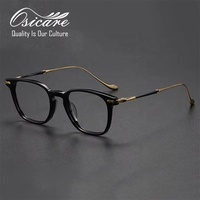 Lunettes de vue rétro design, montures optiques en titane noir personnalisables avec logo, lunettes de vue en titane