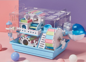 Cage à Hamster transparente en acrylique, 2 couches, petit Animal, hérisson, lapin, cochon d'inde, emballage de Villa, fournitures, ensemble de jouets - Product Image 2