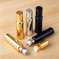 Flacon de parfum roll-on en verre électroplaqué de luxe 10 ml 5 ml, flacon à bille portable pour voyage, flacon roll-on pour huile de parfum