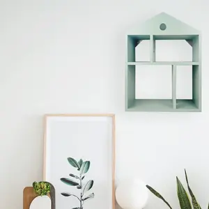 Factory Bulk Sales Big Green Wooden Wall Hanging Shelf for Use in Living Room