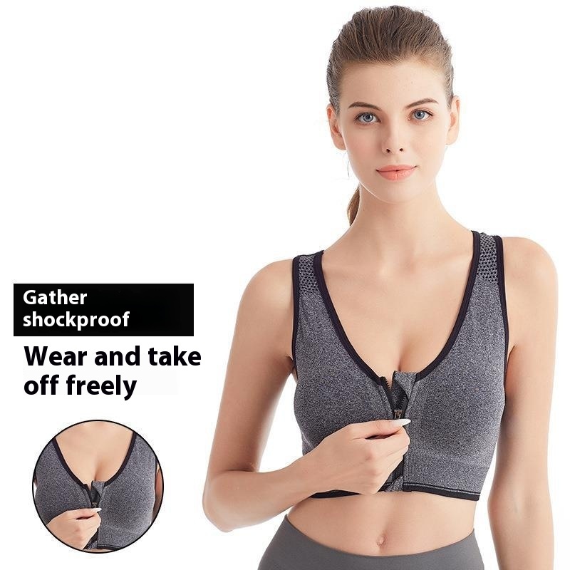 Professional Women's Sports Bra Front Zipper Shockproof Breathable Wire-Free Running Vest Seamless Yoga Gym Sportswear Printed