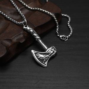 Collar con Colgante de Hacha de Batalla Vikinga Nórdica Punk Vintage, Acero Inoxidable Resistente al Agua y al Deslustre, Joyería de Moda para Hombre 2025 - Product Image 2