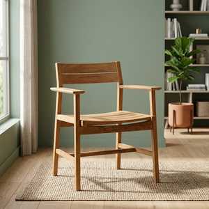 Fauteuil de jardin moderne en teck avec plateforme de siège à lattes courbées - Product Image 2