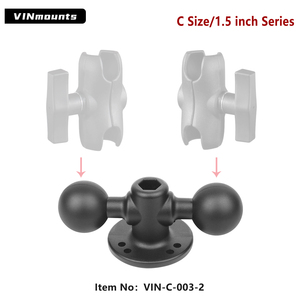 VINmounts 1.5 Inch Double Ball Adapter with Round Base AMPS Standard Holes Marine-grade Aluminum <b>Bracket</b> for Mounting 2 Devices - Product Image 1