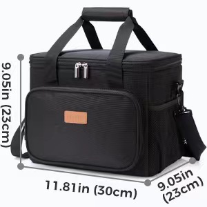 Bolsa Térmica de Gran Capacidad para 24 Latas, Negra, con Aislamiento Térmico de <span class=keywords><strong>EVA</strong></span>, Correa para el Hombro, Cierre de Cremallera de Poliéster Impermeable - Product Image 2