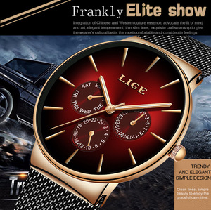 <span class=keywords><strong>Montre</strong></span>-bracelet à quartz ultra-fine <span class=keywords><strong>Lige</strong></span> 9936 pour homme, étanche, en acier, avec bracelet en maille, <span class=keywords><strong>montre</strong></span> de sport en alliage, nouvelle collection pour homme, style affaires et antique - Product Image 5