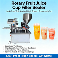Machine de remplissage et de scellage de gobelets en plastique pour jus de fruits, à film anti-fuite, ligne de scellage rotative haute vitesse pour gobelets préformés