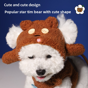 Edición limitada Cute IP Design Star <span class=keywords><strong>Tim</strong></span> Bear Cross Dressing Hat para mascotas Popular Strangle-Resistant Hat - Product Image 2