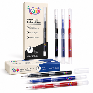 Stylo roller <span class=keywords><strong>à</strong></span> encre liquide directe KAIX <span class=keywords><strong>grande</strong></span> capacité avec logo personnalisé, pointe aiguille 0,5 mm, encre noire, pour notes en classe - Product Image 1