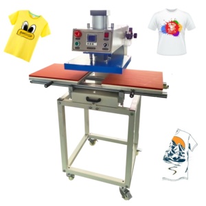 Máquina de prensa de calor neumática directa de fábrica para camisetas, prensa de transferencia de calor plana de doble estación para impresión de prendas - Product Image 1