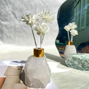 Flacon Vide pour Diffuseur à Bâtonnets avec Cristaux Bruts de Quartz Rose et Aventurine, Bouteille de Diffuseur d'Huiles Essentielles avec Pierres Brutes - Product Image 6