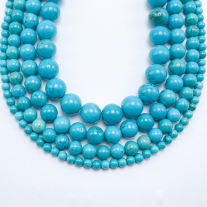 Belone Groothandel Geverfd Blauw Howliet <span class=keywords><strong>Turquoise</strong></span> Ronde Kralen Voor Diy Sieraden Maken 7 Inch - Product Image 1