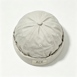 Casquette Docker Vintage sans Bord en Coton pour Adultes, Chapeau Melon à Revers Roulé, Étiquette Tissée Personnalisée, Vente en Gros, Usage Quotidien pour Hommes - Product Image 6