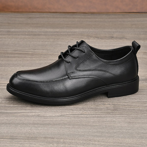 <b>Men</b> Genuine Leather Round Toe Oxfords Lace-up Anti-Slippery Office Career <b>Dress</b> Shoes All Seasons Rubber Outsole - Product Image 4