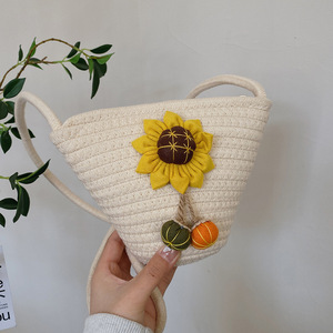 Floral Woven <b>Shoulder</b> <b>Bag</b> Summer Bohemian Style Single <b>Strap</b> Zipper Closure Brown Off White Women's Beach <b>Bag</b> - Product Image 2