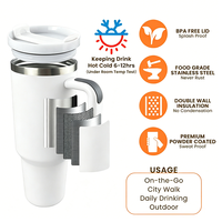 Gobelet isotherme en acier inoxydable de 40 oz avec poignée et pailles, design moderne, bouteille isotherme portable pour le bureau, tasse à café chaud pour les voyages