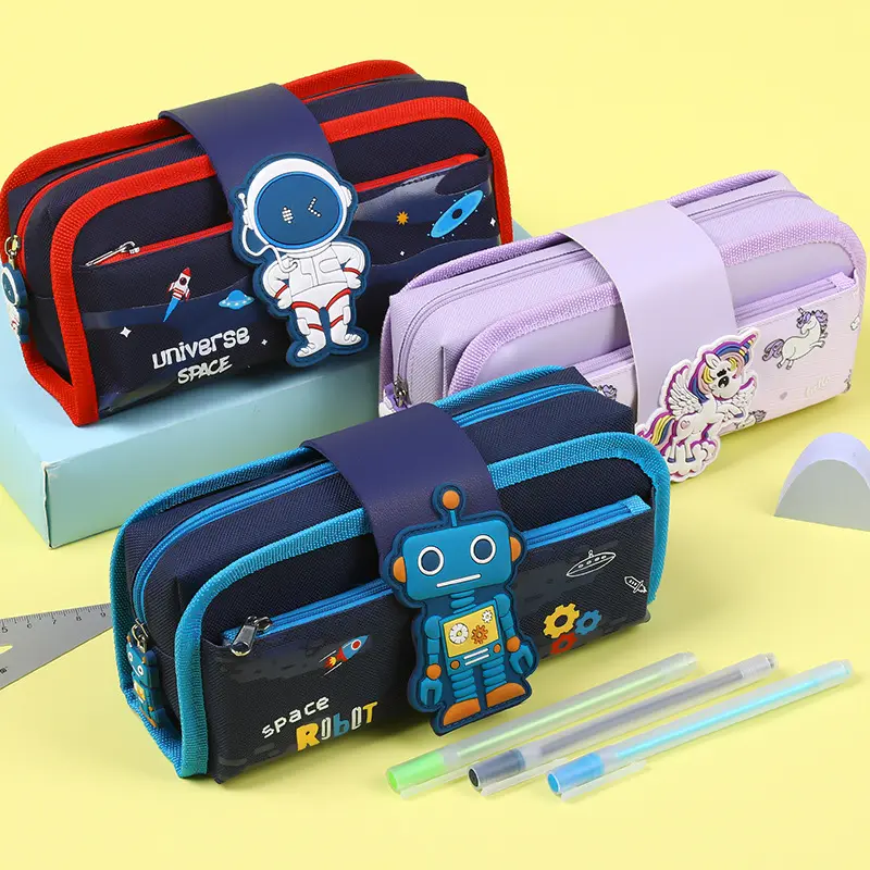 Cartoon Grote Capaciteit Kids Jongens Meisjes Etui Zakje Briefpapier Pen Tas Afneembaar Terug Naar School Etui Pennenbak