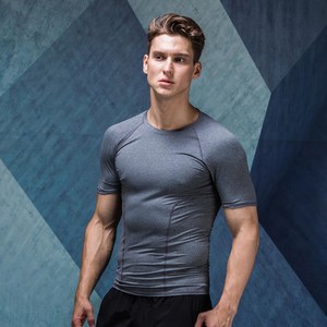 100% <b>Polyester</b> <b>T</b> <b>Shirt</b> Men Gym Short Sleeve Blank Compression <b>Shirts</b> Men Quick Dry Mesh Sport <b>Shirt</b> - Product Image 5