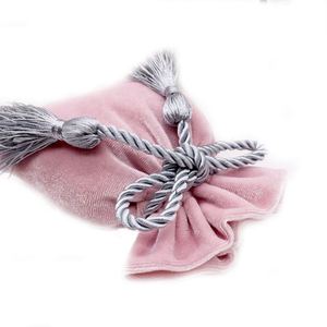 Pochette en velours doux pour bijoux, cadeaux de mariage, avec cordon de serrage, sac de maquillage tendance avec impression de logo - Product Image 3