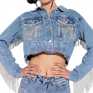 Premium Women <b>Denim</b> <b>Jacket</b> Custom Printed Embroidered Jean <b>Jacket</b> Wholesale Fashion Streetwear Clothing Manufacturer - Product Image 1
