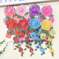 En stock, applique florale brodée en sequins 3D rouges, accessoires pour robes de danse, décoration de vêtements DIY