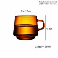 Tasse à café Kingze colorée soufflée à la main 350 ml, mug en verre borosilicate à double paroi avec soucoupe