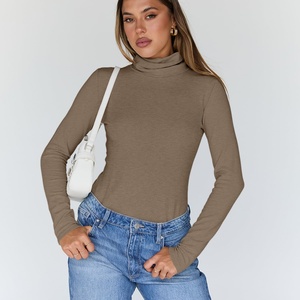 Chemise à manches longues, hauts courts basiques, chemises à col roulé à manches longues, sous-vêtements thermiques basiques tendance automne, vêtements d'hiver - Product Image 5
