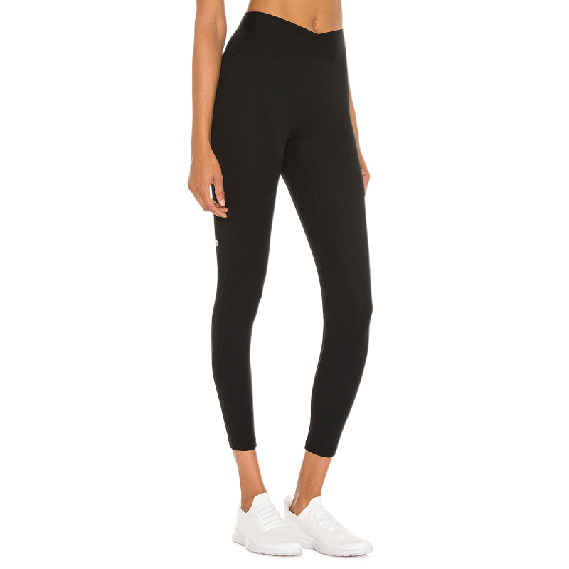 Wholesale Customized Solid Color No Front Seam High Waisted V Shaped Yoga Leggings for Women Solid Seamless Fitness Sports Pants
