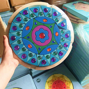 Montessori Early Education Toy Kreative Montage von hölzernen Regenbogen-Mandala-Edelstein blöcken - Product Image 4