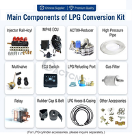 Kit de Conversión Completa a GLP ACT Universal para 4 Cilindros, ECU, Reductor, Inyector, Riel, Arnés de Cableado, Piezas de Adaptación a Gas