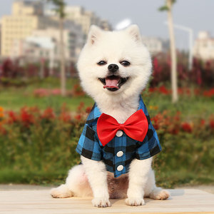 <b>Dog</b> Plaid Shirt With Bow Tie For Small Medium Large Pets Spring Summer Wear - Product Image 3