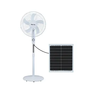 16 Inch Solar Fan Solar Powered AC DC Rechargeable Fan Price Cheap Stand Solar Fan with Solar Panel and LED Light