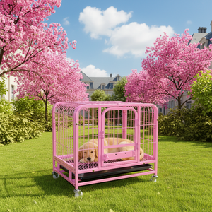<span class=keywords><strong>Cage</strong></span> en fer robuste pour chien, design moderne, transporteur pour animaux de compagnie en métal haute résistance avec roues, emballé en boîte pour grands chiens - Meilleure vente - Product Image 1