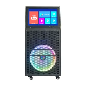 Portable 14 inches display screen karaoke party Android smart system touch screen multifunction WIFI Video trolley speaker