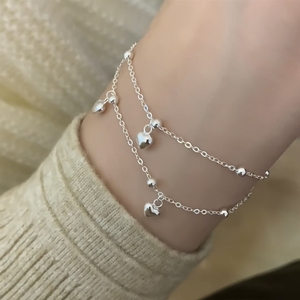 Pulsera Tichi minimalista, versátil y distintiva de plata S925 de doble capa con forma de corazón para mujeres con estilo discreto. - Product Image 2