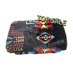 Manta de lana <span class=keywords><strong>azteca</strong></span> gris tamaño King del sudoeste más vendida, manta de franela geométrica mexicana de tacto suave para ventas al por mayor - Product Image 2