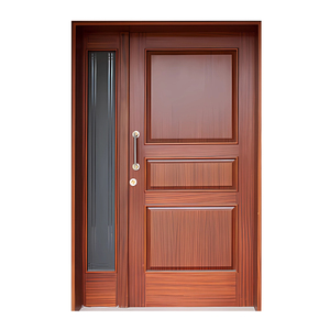 Puerta de Entrada Clásica de Madera Sólida con Panel Lateral de Vidrio, Diseño Moderno, Superficie Acabada, Estilo Abatible, Uso Exterior, Villa, Manual, GA-42S - Product Image 3