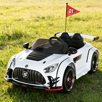 Voiture de course électrique pour enfants de 2 à 7 ans, alimentée par batterie, en plastique, capable de faire des dérapages, avec lumières arrière, musique et fonctions de puissance