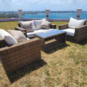 Muebles de Jardín de Mimbre de Ratán de Diseño Minimalista, Conjuntos de Sofá <span class=keywords><strong>y</strong></span> <span class=keywords><strong>Mesa</strong></span> Elegantes con Cojines - Product Image 4