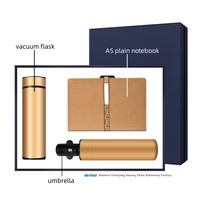 Coffret Cadeau d'Affaires de Luxe Atlas Personnalisé : Carnet A5, Parapluie 350ml, Bouteille Isotherme en Acier Inoxydable avec Support et Ouverture/fermeture Automatique