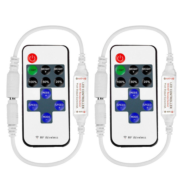 DC Plug 5V 12V 24V Monochrome LED Dimmer Controllers 11-KEY Single Color Remote Controller RF Wireless LED Light Strip 1 Channel