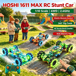 รถบังคับวิทยุ HOSHI 1611MAX รุ่น Stunt Car ขนาด 1:10 สำหรับทุกสภาพพื้นผิว ขับเคลื่อนด้วยรีโมทแบบพลิกหมุนได้ 360 องศา ควบคุมด้วยท่าทาง นาฬิกา และรีโมท ของเล่นไฟฟ้าสำหรับเป็นของขวัญคริสต์มาส - Product Image 1