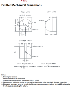 ProLights PQ2N-4LRE หลอดไฟ LED สีแดง 4W 1616 SMD แหล่งกำเนิดแสง LED 350mA 2.15V สำหรับไฟตกแต่ง - Product Image 3