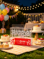 Bougies d'alphabet métalliques Joyeux Anniversaire, en plastique transparent, en forme de lettres, décoratives pour gâteaux, pour fêtes d'anniversaire
