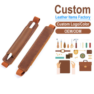 Portaplumas Elástico Ajustable de Cuero Genuino de Lujo para Cuaderno, Estuche para Lápices Hecho a Mano con Correa, Regalos Promocionales para la Escuela y la Oficina - Product Image 1
