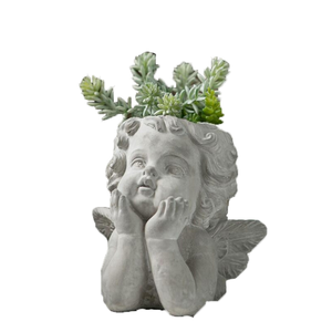 Hantechn Modern Durable Small 2L Angel Cement Flowerpot (cm) for Home Use Living Room <b>Plants</b> Creative Decor <b>Accessory</b> - Product Image 1