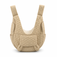 Sac à bandoulière matelassé en polyester YAOYUE pour petits chiens, kaki, sac de transport pour animaux de compagnie, double sangle large, grande ouverture respirante à l'avant