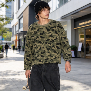 Camiseta de Manga Larga con Estampado de Camuflaje Personalizado, Impresión Completa, Hombros Caídos, Estilo Urbano para Hombre, Fábrica TKAN1080 - Product Image 2