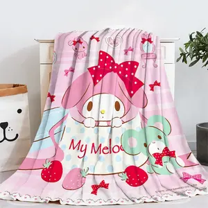 Manta de franela de dibujos animados periféricos Sanrio Melody, sofá, dormitorio, oficina, dormitorio, manta para siesta